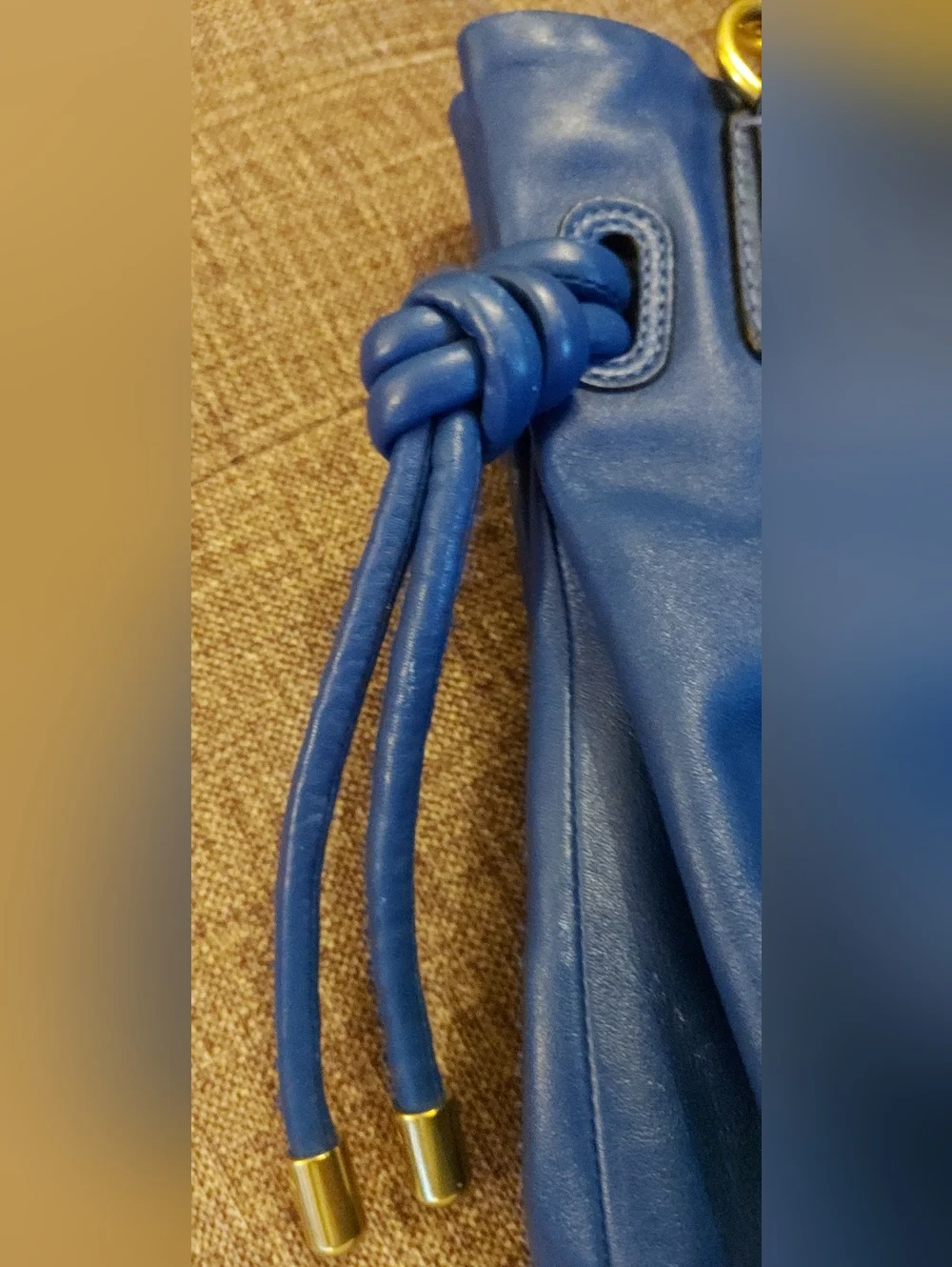 Coach Blue Leather Shoulder Bag with Gold Hardware - Picture 5 of 11